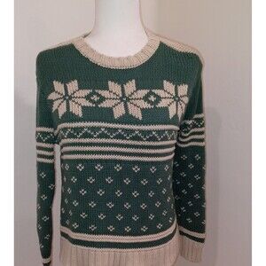 Urban Outfitters Womens S Small Sweater Green White Winter Knitted